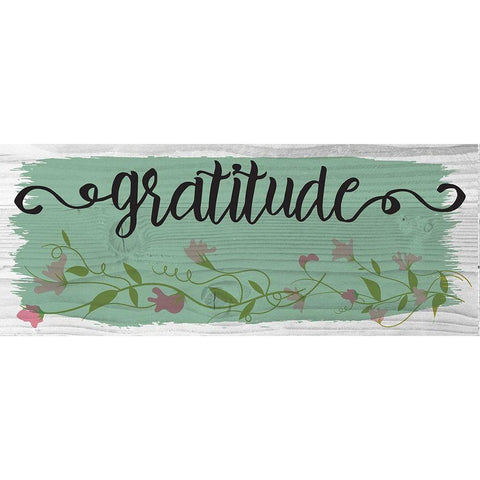 Curly Cue Gratitude Floral 8 Black Modern Wood Framed Art Print by Hogan, Melody