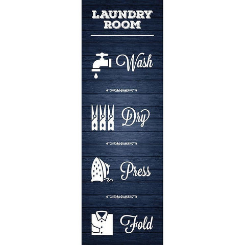 Laundry Navy Wood Black Modern Wood Framed Art Print by Hogan, Melody