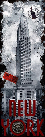 NYC Chrysler Building White Modern Wood Framed Art Print with Double Matting by Hogan, Melody