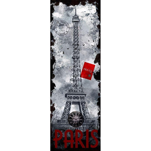 Paris Eiffel Tower Black Modern Wood Framed Art Print with Double Matting by Hogan, Melody