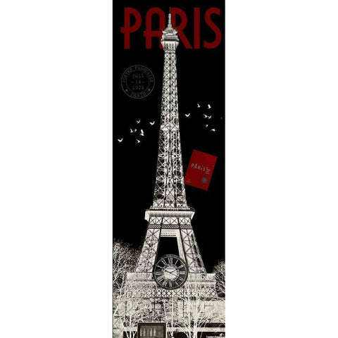 Paris Eiffel Tower Inverse Black Modern Wood Framed Art Print with Double Matting by Hogan, Melody