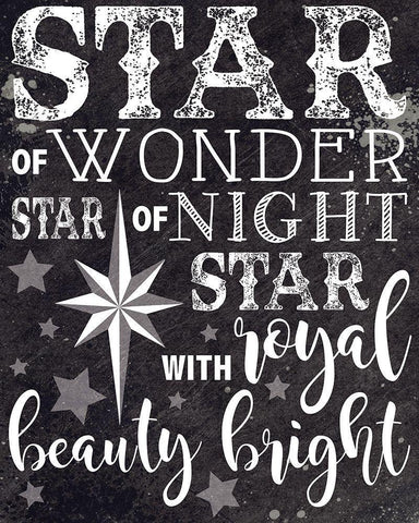 Christmas Chalkboard Star White Modern Wood Framed Art Print with Double Matting by Hogan, Melody