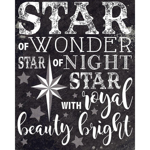Christmas Chalkboard Star White Modern Wood Framed Art Print by Hogan, Melody