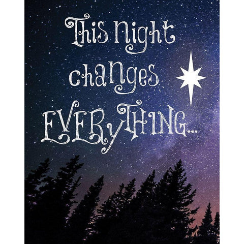 Christmas Star Trees 1 Black Modern Wood Framed Art Print with Double Matting by Hogan, Melody