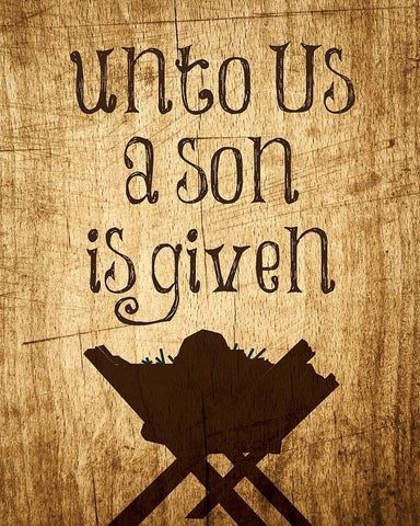 Unto Us Manger 2 Black Ornate Wood Framed Art Print with Double Matting by Hogan, Melody