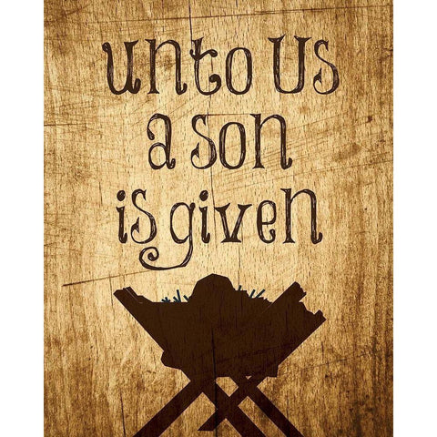 Unto Us Manger 2 Black Modern Wood Framed Art Print with Double Matting by Hogan, Melody