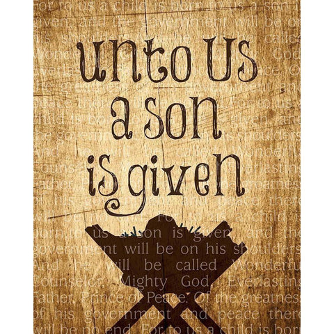 Christmas Unto Us Manger Black Modern Wood Framed Art Print with Double Matting by Hogan, Melody