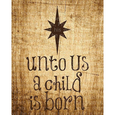 Christmas Unto Us Star Gold Ornate Wood Framed Art Print with Double Matting by Hogan, Melody