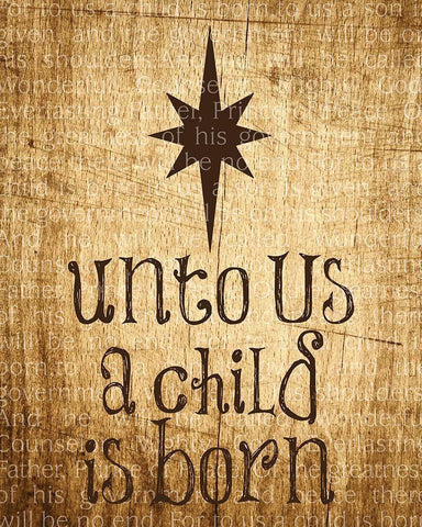 Christmas Unto Us Star White Modern Wood Framed Art Print with Double Matting by Hogan, Melody