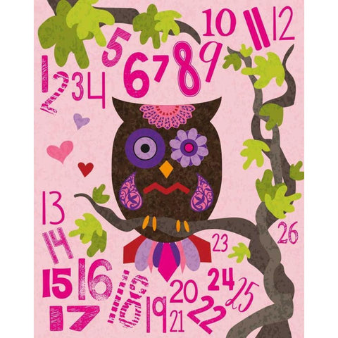 Owl Set Numlet Pinks 2 Gold Ornate Wood Framed Art Print with Double Matting by Hogan, Melody