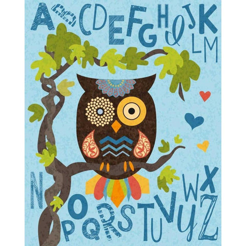 Owl Set Numlet 1 Gold Ornate Wood Framed Art Print with Double Matting by Hogan, Melody