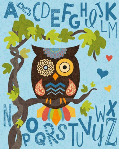 Owl Set Numlet 1 Black Ornate Wood Framed Art Print with Double Matting by Hogan, Melody