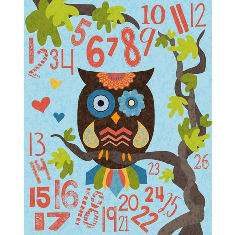 Owl Set Numlet 2 Black Modern Wood Framed Art Print with Double Matting by Hogan, Melody