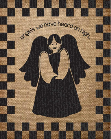 Burlap Christmas Angel White Modern Wood Framed Art Print with Double Matting by Hogan, Melody