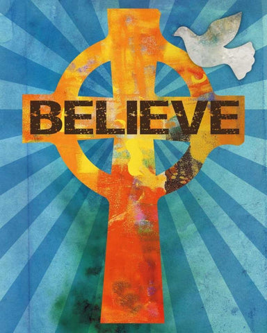 Believe Confirmation 2 White Modern Wood Framed Art Print with Double Matting by Hogan, Melody