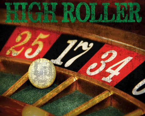 High Roller Casino Grunge 1 Black Ornate Wood Framed Art Print with Double Matting by Hogan, Melody