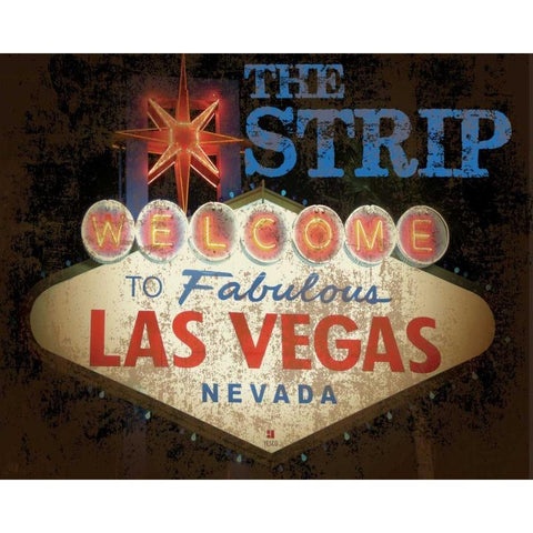The Strip Casino Grunge 2 Gold Ornate Wood Framed Art Print with Double Matting by Hogan, Melody