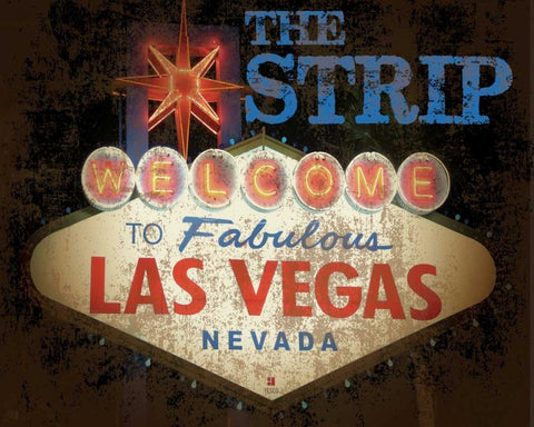 The Strip Casino Grunge 2 White Modern Wood Framed Art Print with Double Matting by Hogan, Melody