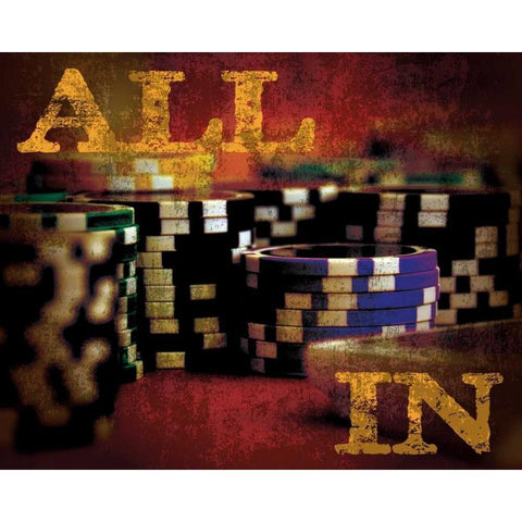 All In Casino Grunge 4 Gold Ornate Wood Framed Art Print with Double Matting by Hogan, Melody