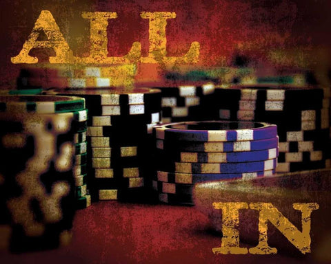 All In Casino Grunge 4 Black Ornate Wood Framed Art Print with Double Matting by Hogan, Melody