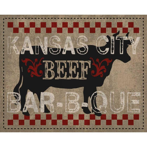 Kansas City BBQ White Modern Wood Framed Art Print by Hogan, Melody