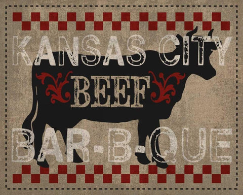 Kansas City BBQ Black Ornate Wood Framed Art Print with Double Matting by Hogan, Melody