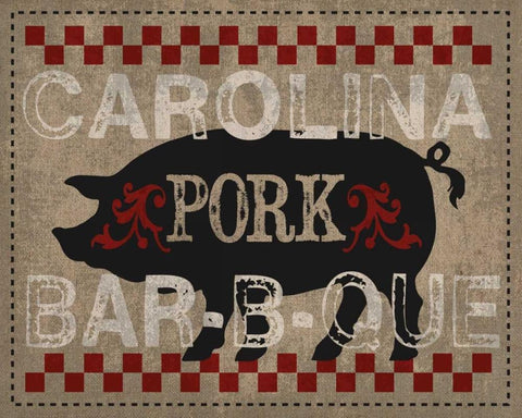 Carolina BBQ Black Ornate Wood Framed Art Print with Double Matting by Hogan, Melody