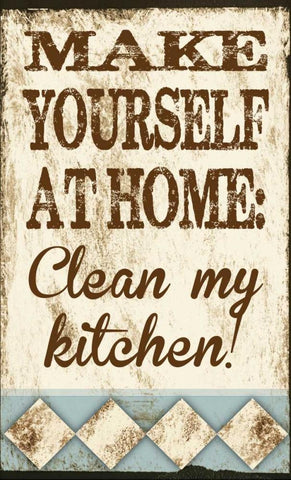 Clean My Kitchen White Modern Wood Framed Art Print with Double Matting by Hogan, Melody