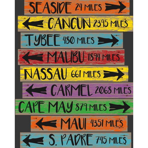 Beach Sign 1 Black Modern Wood Framed Art Print with Double Matting by Hogan, Melody