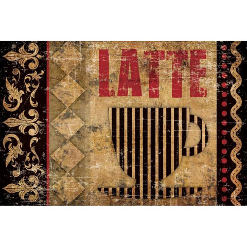 Latte Sipping 2 White Modern Wood Framed Art Print by Hogan, Melody