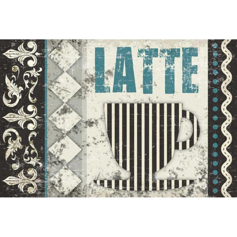 Latte Sipping 1 Black Modern Wood Framed Art Print with Double Matting by Hogan, Melody