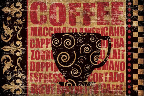 Caffeinated Expressions 3 Black Ornate Wood Framed Art Print with Double Matting by Hogan, Melody