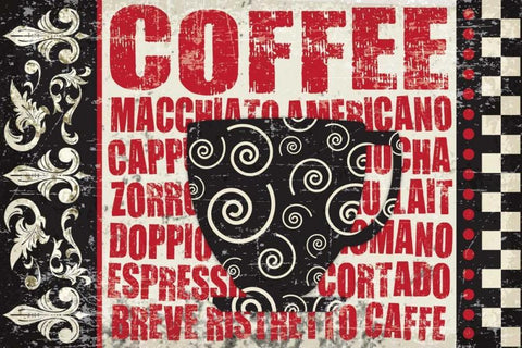 Caffeinated Expressions 1 Black Ornate Wood Framed Art Print with Double Matting by Hogan, Melody