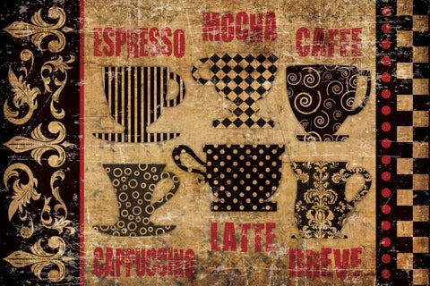 Caffeinated Choices 3 Black Ornate Wood Framed Art Print with Double Matting by Hogan, Melody