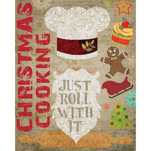 Santas Kitchen 3 White Modern Wood Framed Art Print by Hogan, Melody