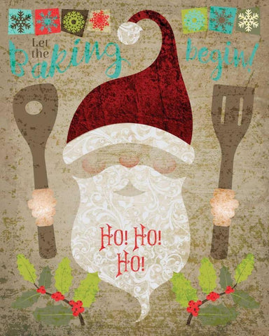 Santas Kitchen 4 White Modern Wood Framed Art Print with Double Matting by Hogan, Melody