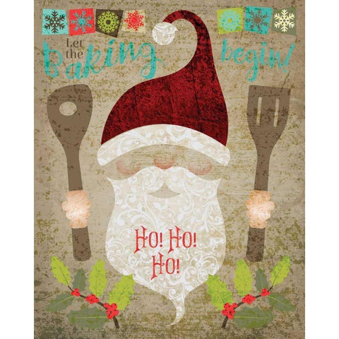 Santas Kitchen 4 Gold Ornate Wood Framed Art Print with Double Matting by Hogan, Melody