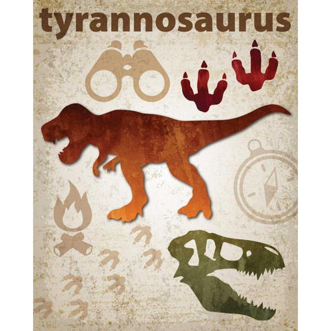 Tyrannosaurus Dinosaur Black Modern Wood Framed Art Print by Hogan, Melody