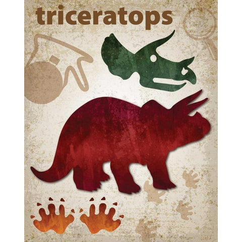 Triceratops Dinosaur White Modern Wood Framed Art Print by Hogan, Melody