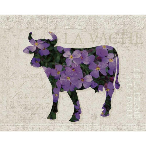 Flower Farm Bull Gold Ornate Wood Framed Art Print with Double Matting by Hogan, Melody