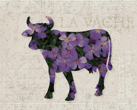 Flower Farm Bull White Modern Wood Framed Art Print with Double Matting by Hogan, Melody