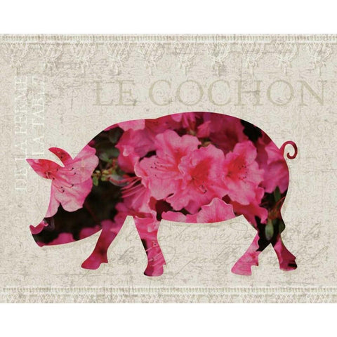 Flower Farm Pig White Modern Wood Framed Art Print by Hogan, Melody