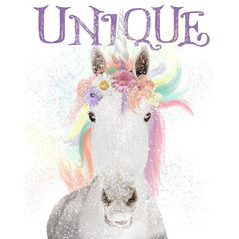 Unique Unicorn Black Modern Wood Framed Art Print with Double Matting by Hogan, Melody