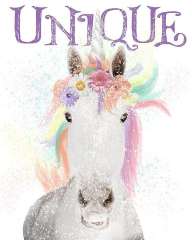 Unique Unicorn White Modern Wood Framed Art Print with Double Matting by Hogan, Melody