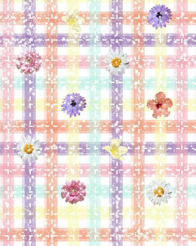 Unique Plaid with Flowers White Modern Wood Framed Art Print with Double Matting by Hogan, Melody