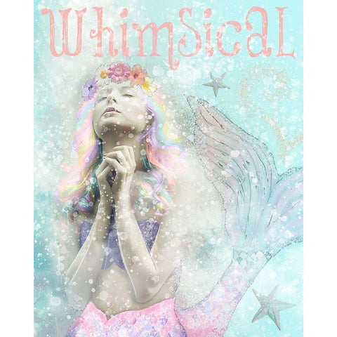 Whimsical Mermaid White Modern Wood Framed Art Print by Hogan, Melody