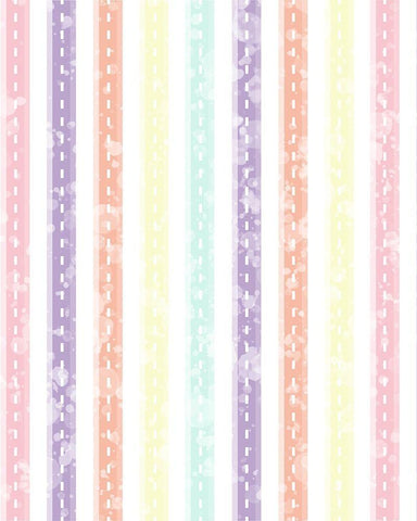 Whimsical Stripe White Modern Wood Framed Art Print with Double Matting by Hogan, Melody
