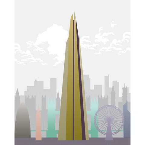 Deco World Landmarks 6 Black Modern Wood Framed Art Print with Double Matting by Hogan, Melody