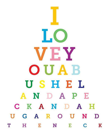 Colorful Eye Chart 1 White Modern Wood Framed Art Print with Double Matting by Hogan, Melody