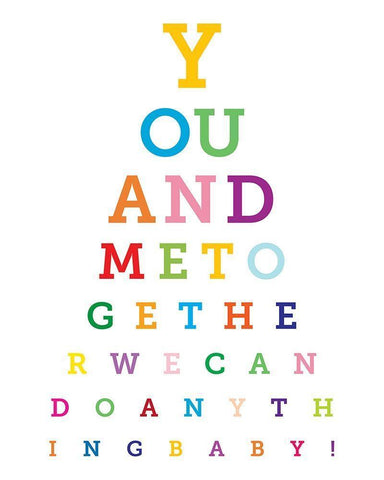 Colorful Eye Chart 2 White Modern Wood Framed Art Print with Double Matting by Hogan, Melody